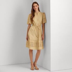 Lauren Ralph Lauren - Laser-Cut Poplin Dress - Pale Parchment